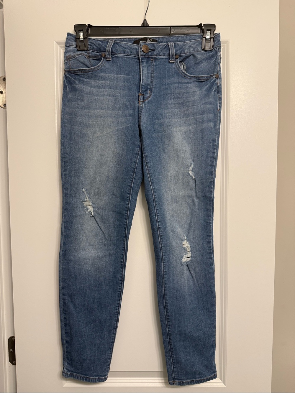 1822 Denim Women's Straight Leg Distressed Blue Jeans